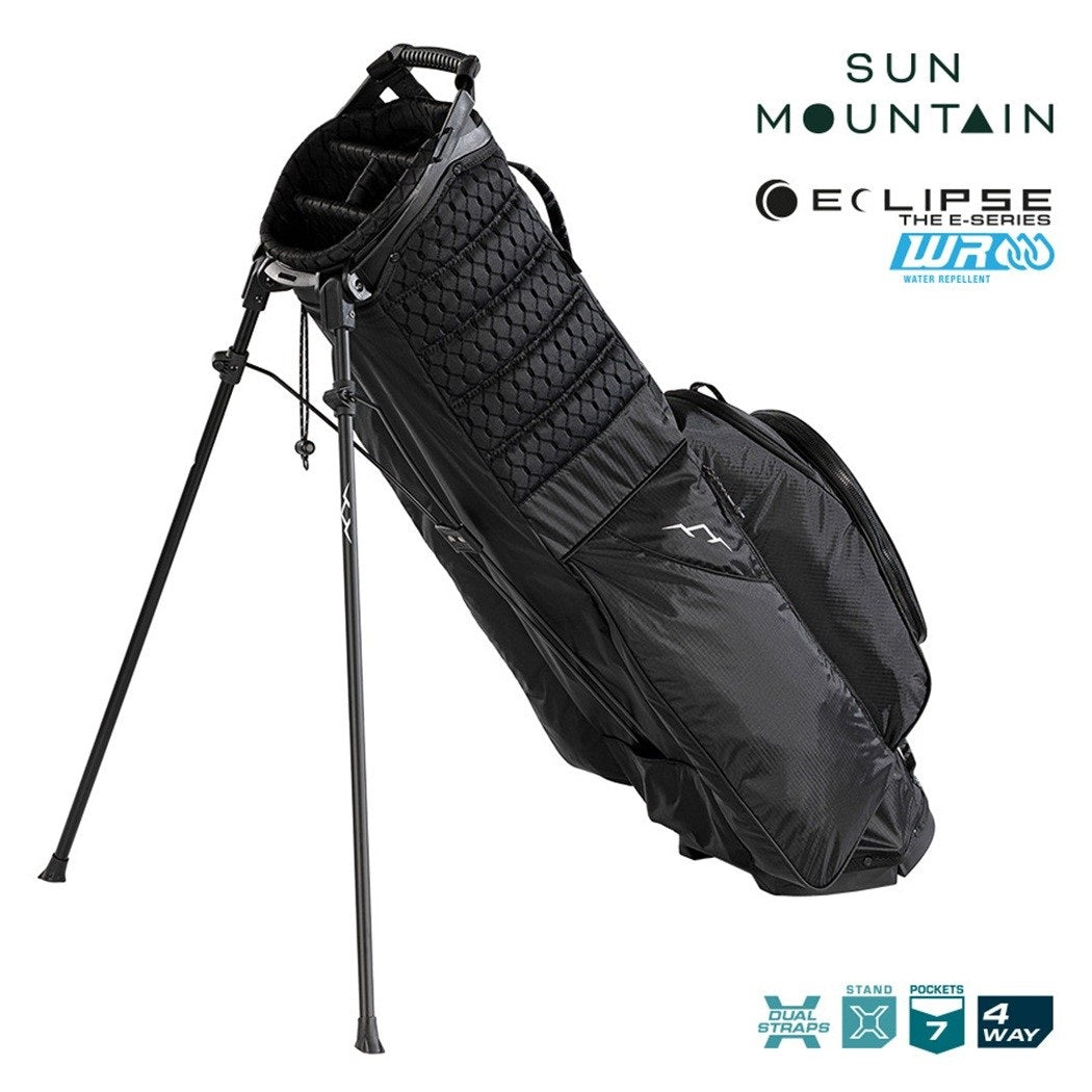 Sun Mountain Eclipse E1.5 4-Way Stand Golf Bag - Black - support legs and zipped pockets