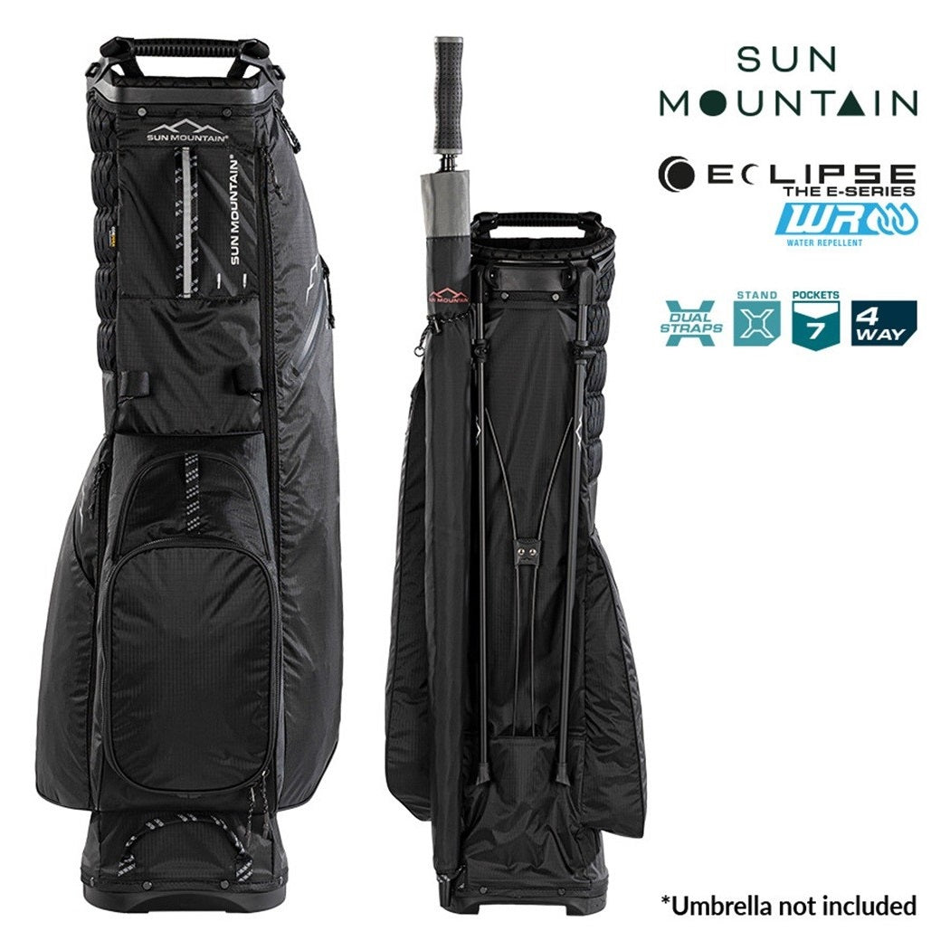 Sun Mountain Eclipse E1.5 4-Way Stand Golf Bag - Black - front and rear views