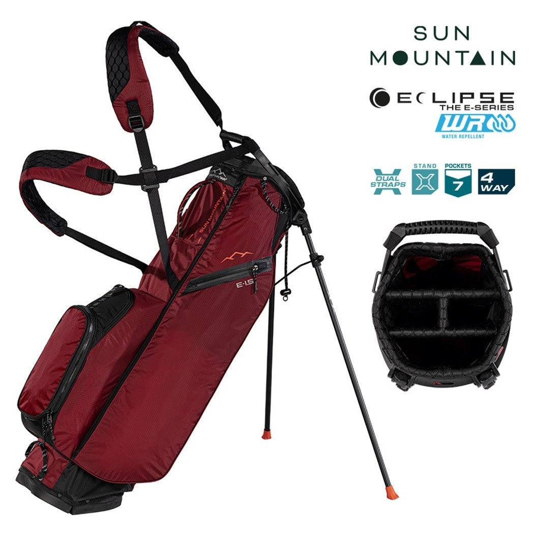 Sun Mountain Eclipse E1.5 4-Way Carry/Stand Golf Bag - Black/Garnet - with features