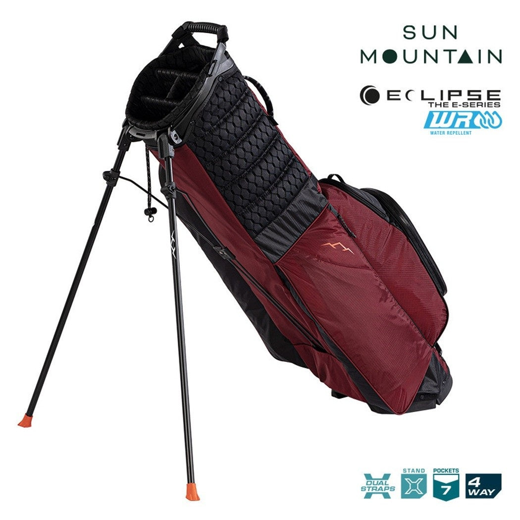 Sun Mountain Eclipse E1.5 4-Way Carry/Stand Golf Bag - Black/Garnet - support legs and zipped pockets