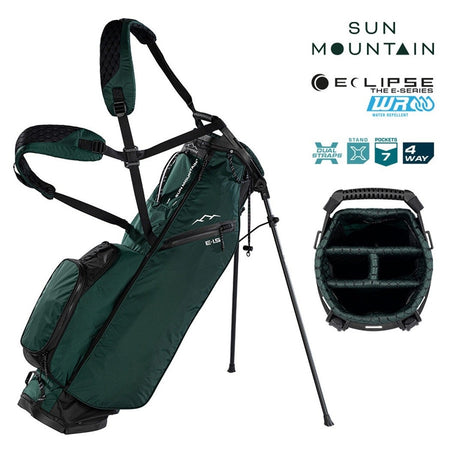Sun Mountain Eclipse E1.5 4-Way Lightweight Stand Golf Bag - Black/Green - with features