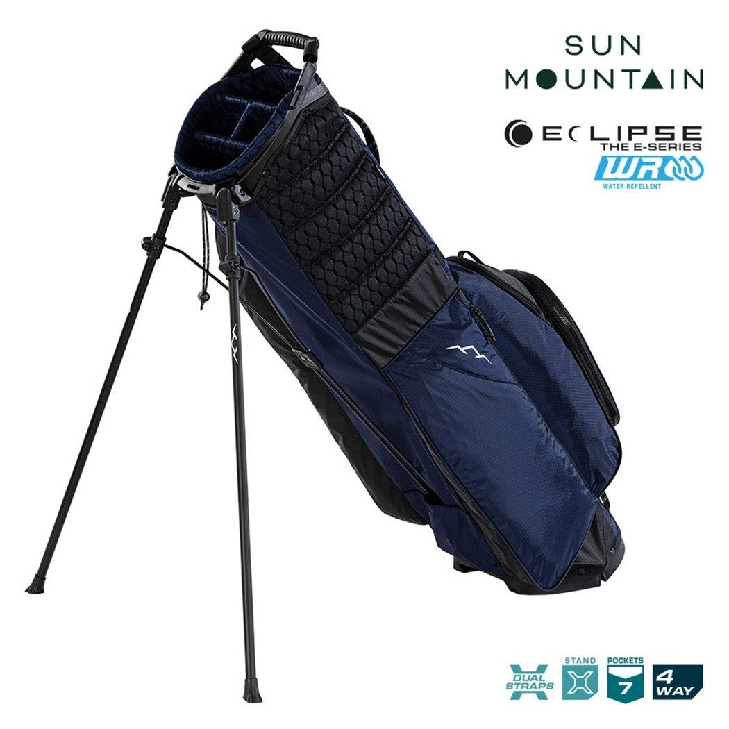 Sun Mountain Eclipse E1.5 4-Way Carry/Stand Golf Bag - Black/Navy - support legs and zipped pockets