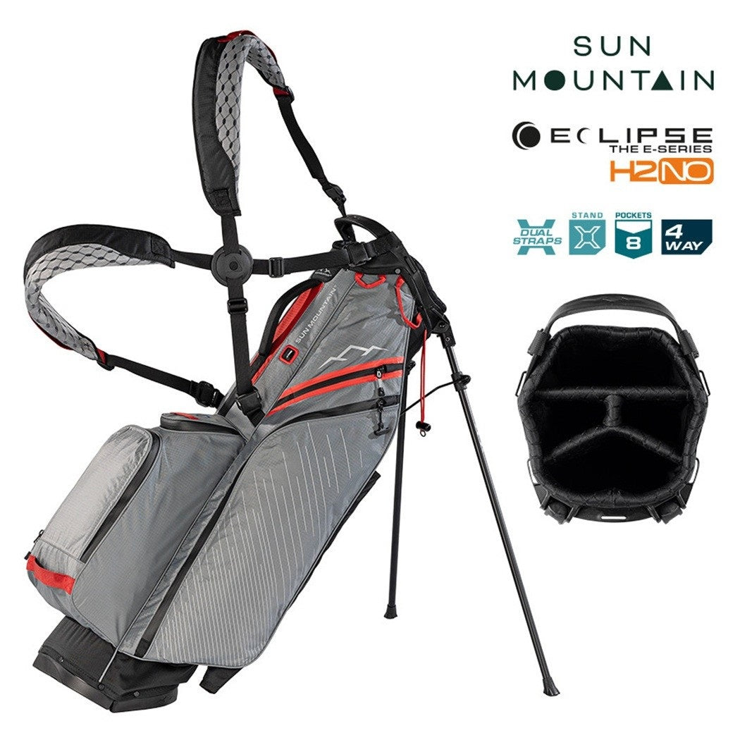 Sun Mountain Eclipse E1.5 4-Way Carry/Stand Golf Bag - Black/Nickel/Red - with features