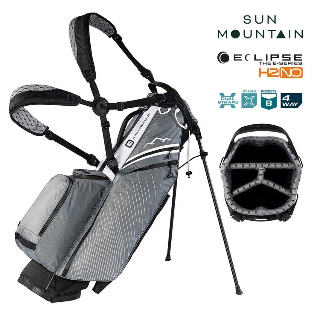 Sun Mountain Eclipse E1.5 4-Way Carry/Stand Golf Bag - Black/Nickel/White - with features