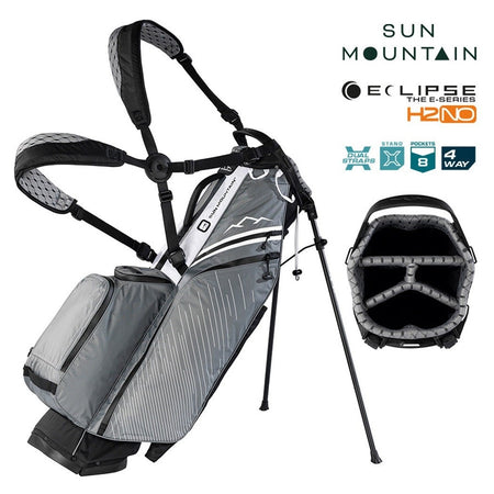 Sun Mountain Eclipse E1.5 4-Way Carry/Stand Golf Bag - Black/Nickel/White - with features