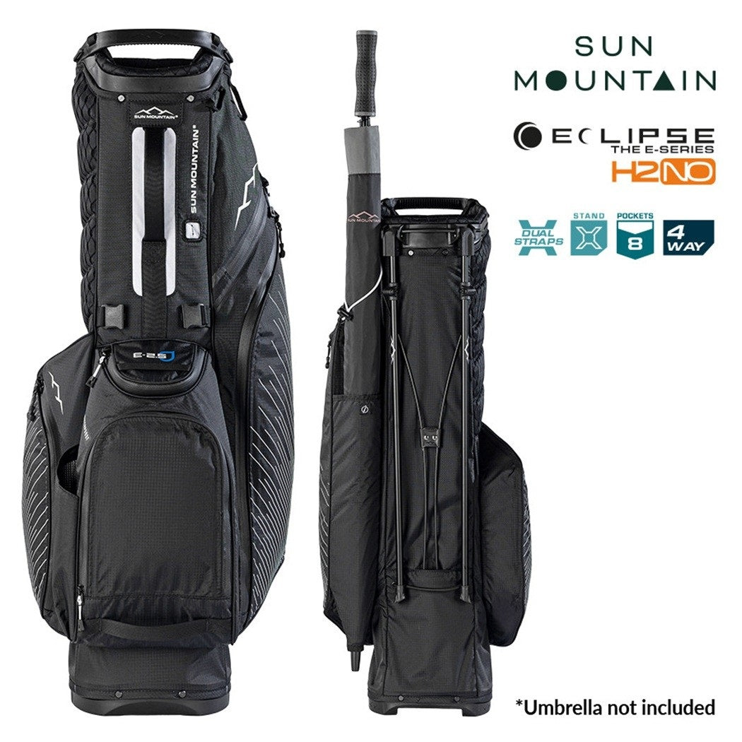 Sun Mountain Eclipse E1.5 4-Way Carry/Stand Golf Bag - Black/White - front and rear views