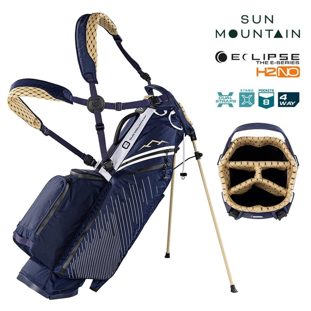 Sun Mountain Eclipse E1.5 4-Way Carry/Stand Golf Bag - Navy/Gold/White - with features