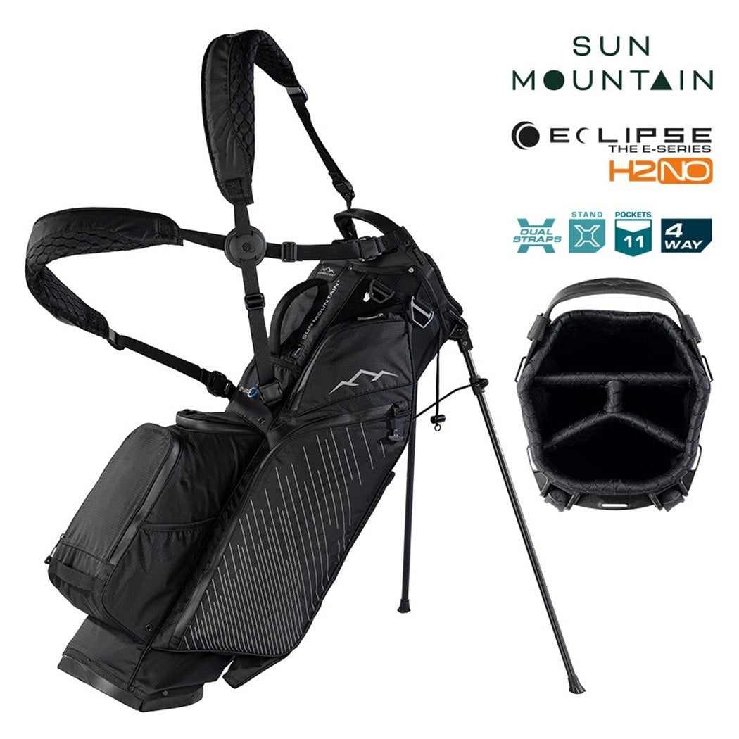 Sun Mountain H2NO Eclipse E3.5 Waterproof Stand Golf Bag Black/Nickel - with features