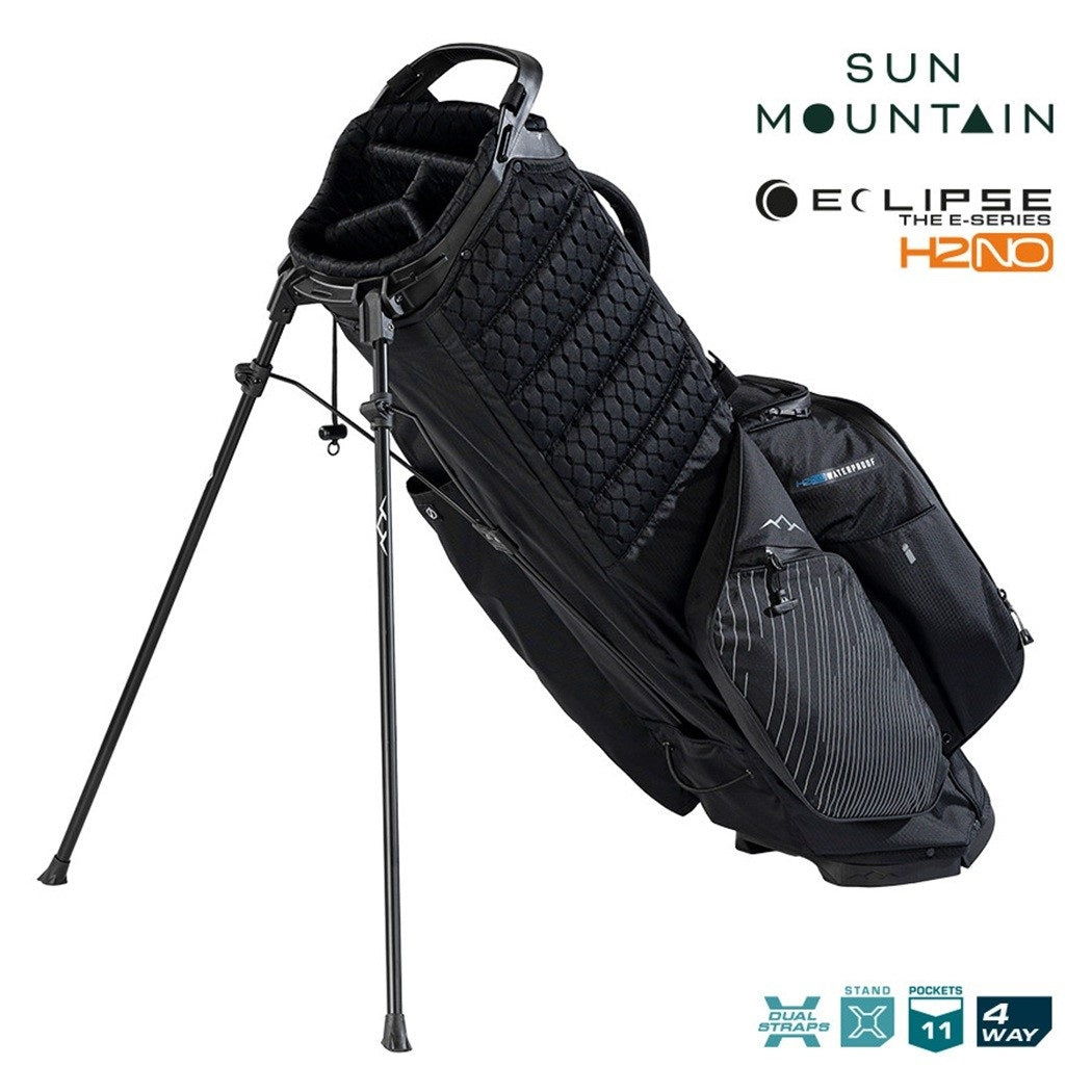 Sun Mountain H2NO Eclipse E3.5 Waterproof Stand Golf Bag Black/Nickel - support legs and zipped pockets