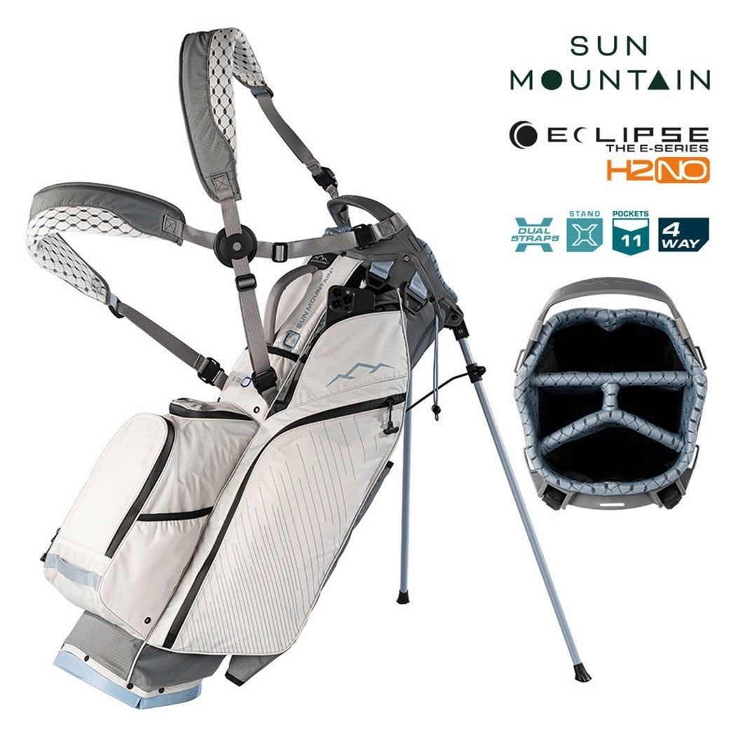 Sun Mountain H2NO Eclipse E3.5 Waterproof Stand Golf Bag Nickel/Platinum - with features