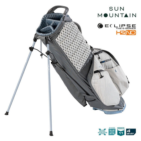 Sun Mountain H2NO Eclipse E3.5 Waterproof Stand Golf Bag Nickel/Platinum - support legs and zipped pockets
