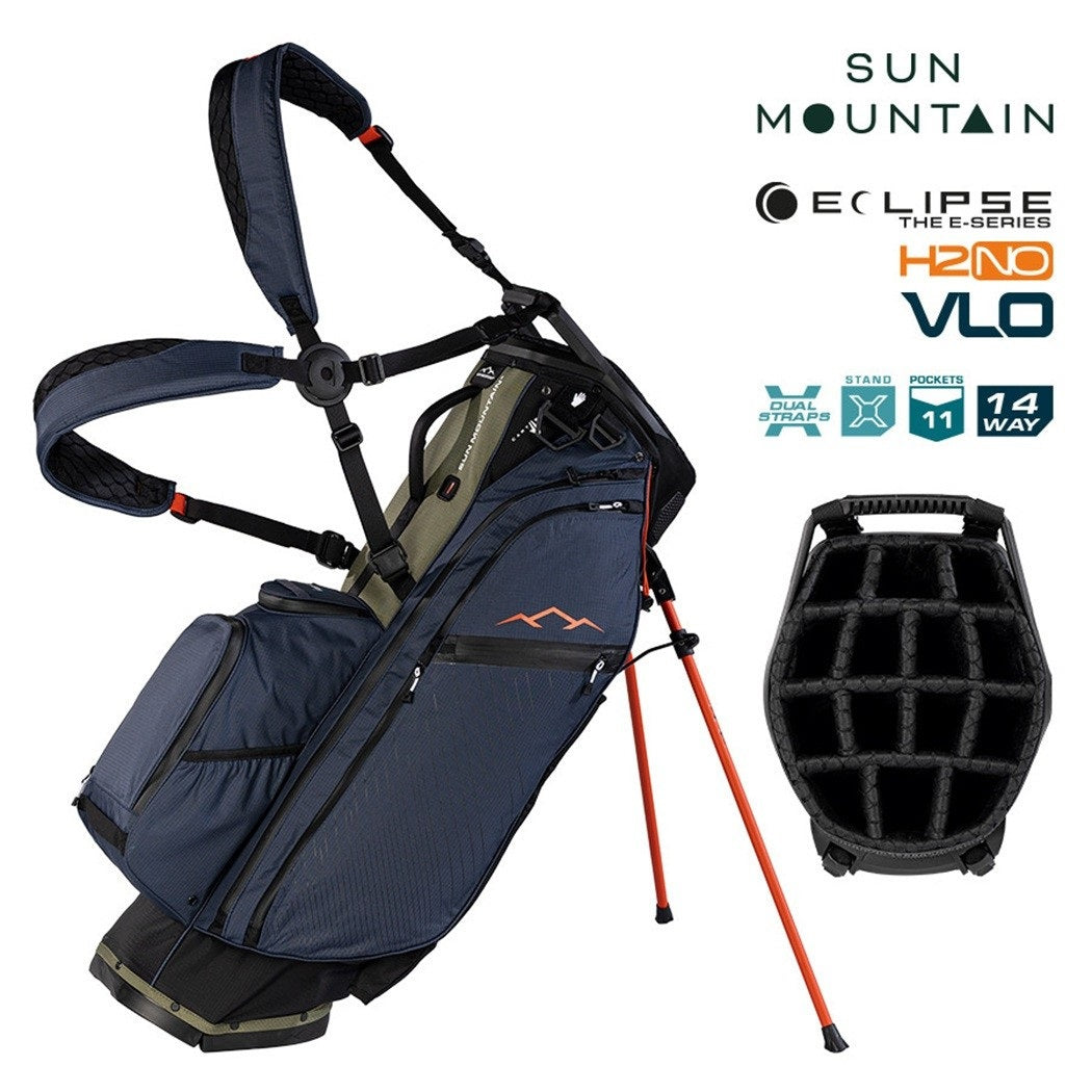 Sun Mountain Eclipse E3.5 4-Way Carry/Stand Golf Bag - Black/Ink/Olive - with features