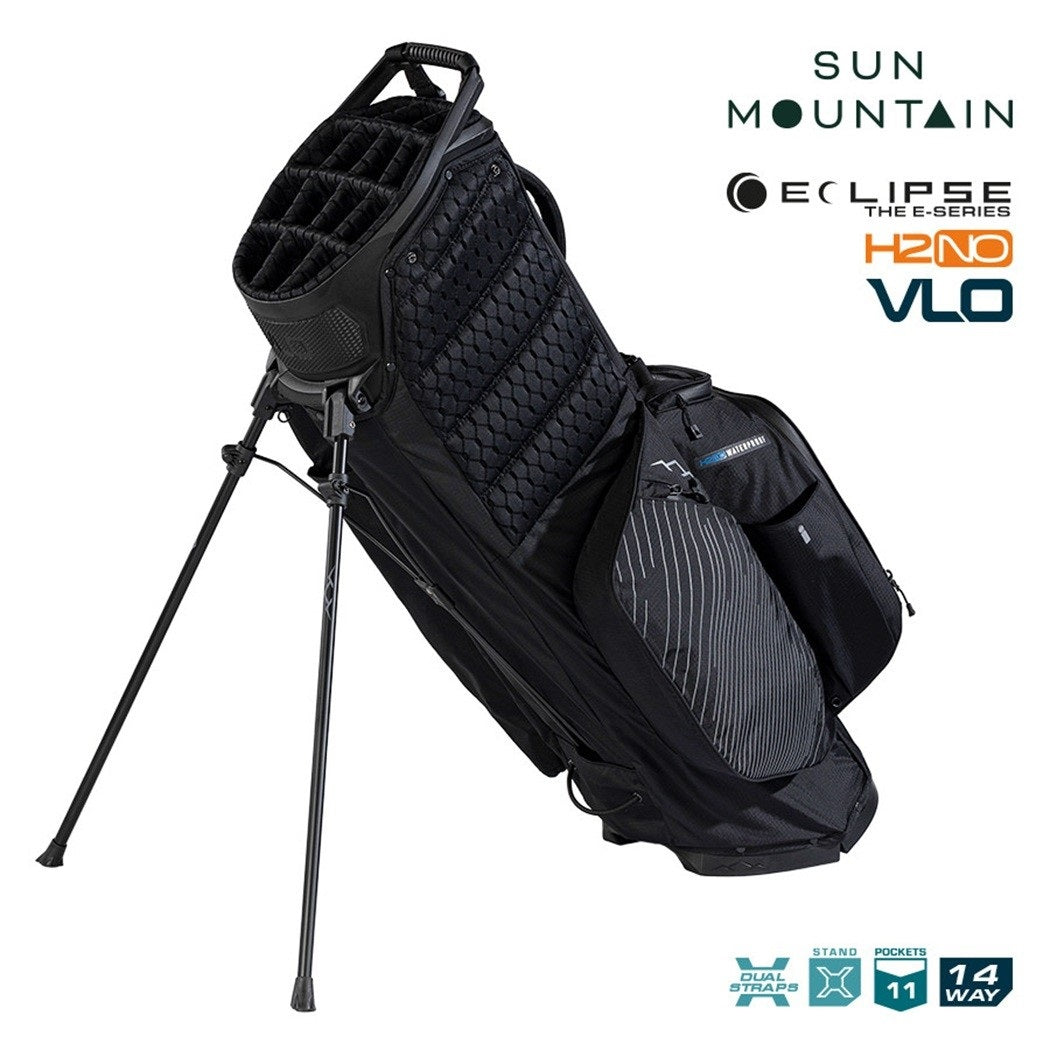 Sun Mountain Eclipse E3.5 4-Way Carry/Stand Golf Bag - Black/Steel - support legs and zipped pockets