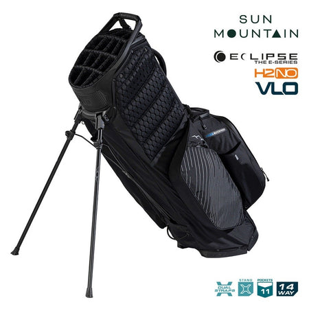 Sun Mountain Eclipse E3.5 4-Way Carry/Stand Golf Bag - Black/Steel - support legs and zipped pockets