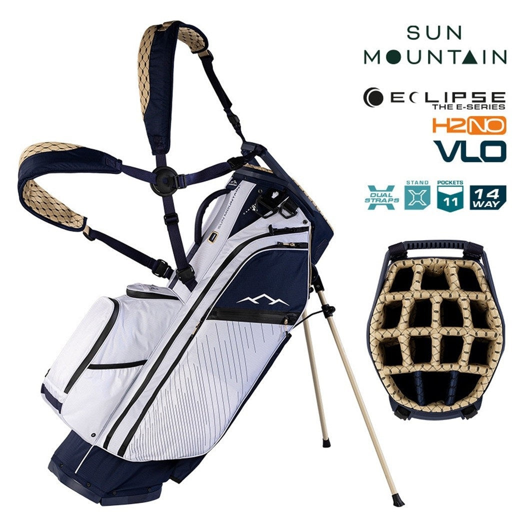 Sun Mountain Eclipse E3.5 4-Way Carry/Stand Golf Bag - Navy/Gold/White - with features