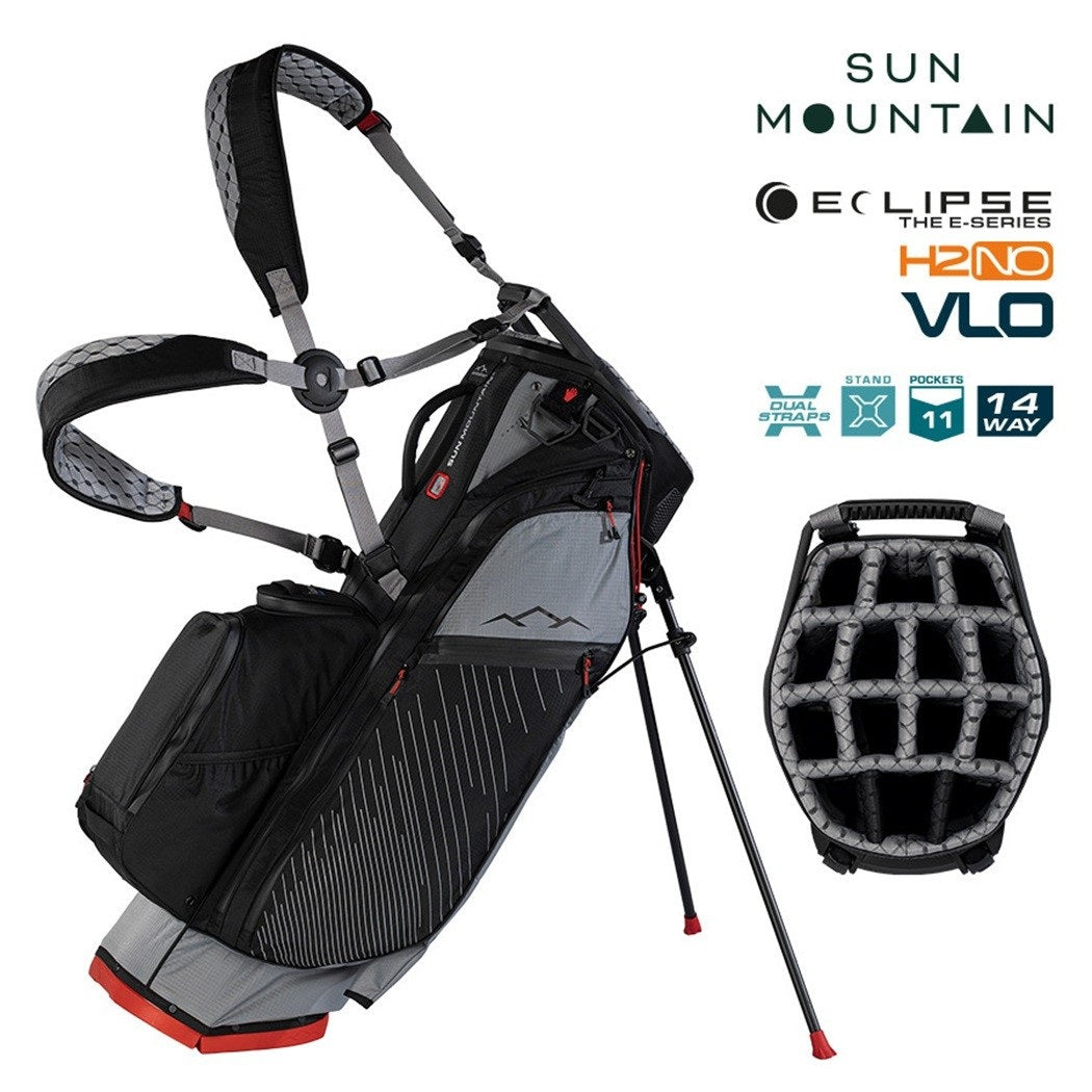 Sun Mountain Eclipse E3.5 4-Way Carry/Stand Golf Bag - Nickel/Black/Red - with features