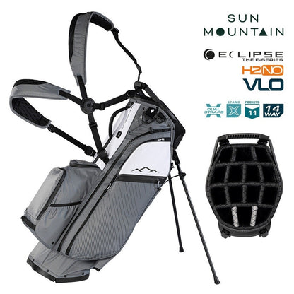 Sun Mountain H2NO Eclipse E4.5 VLO 14-Way Waterproof Golf Stand Bag – Nickel/White/Black