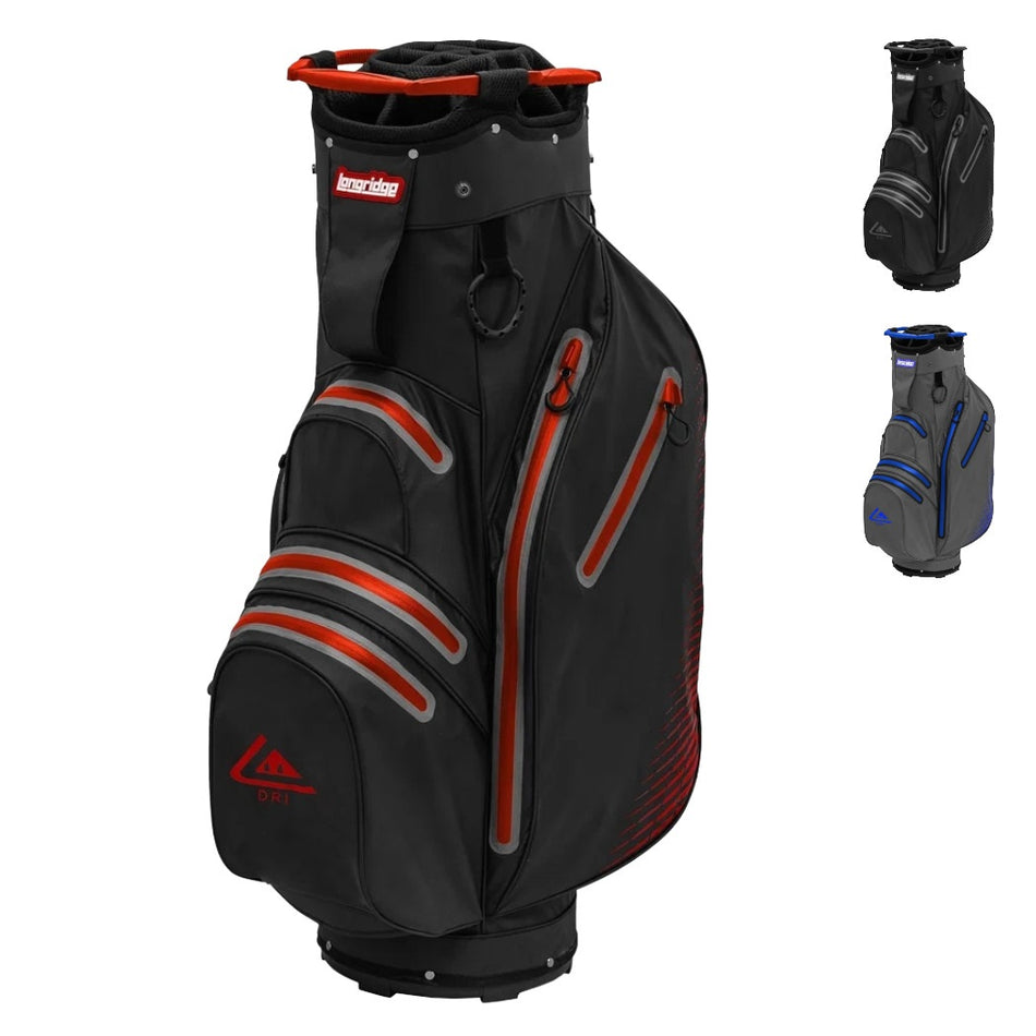 Longridge Elements Waterproof Golf Cart Bag - in available colours: Black/Grey, Black/Red and Grey/Royal