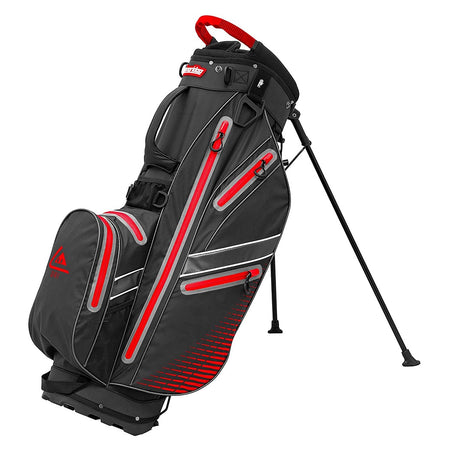 Longridge Elements Waterproof Golf Stand Bag - Black/Red - with legs extended