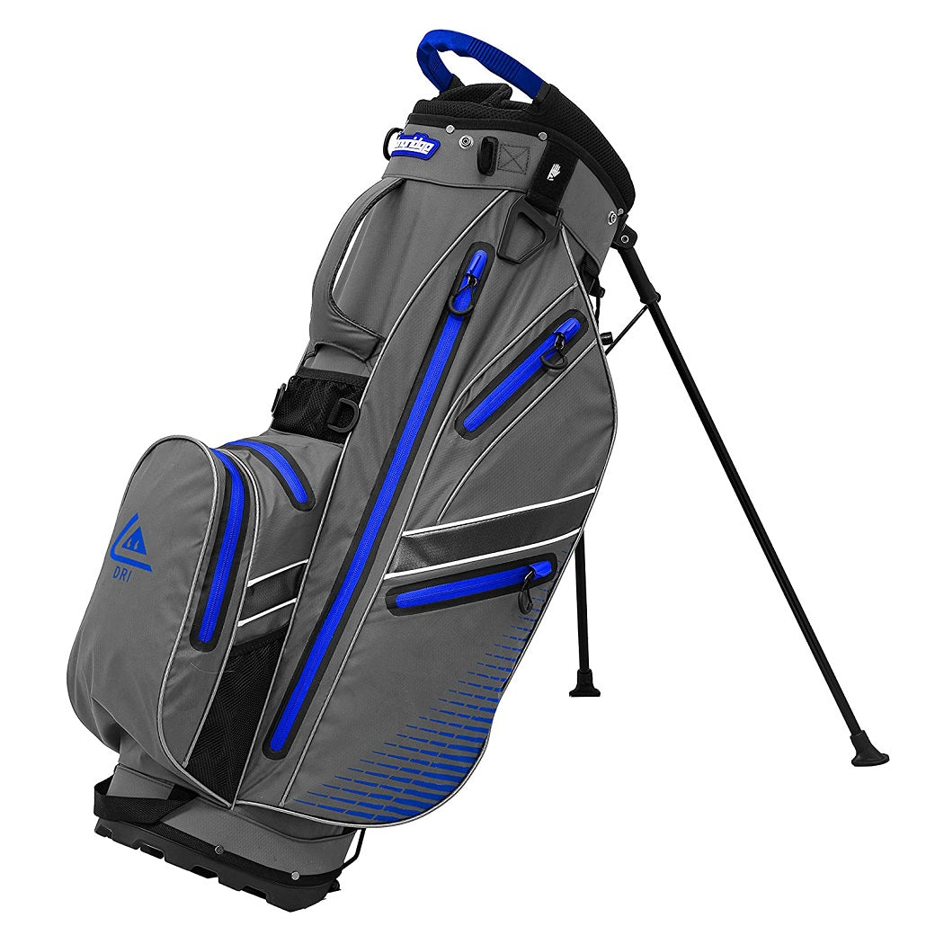 Longridge Elements Waterproof Golf Stand Bag - Grey/Royal - with legs extended