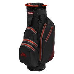 Longridge Golf Elements Waterproof Cart Bag (Black/Red) - showing the bag`s multiple zipped pockets