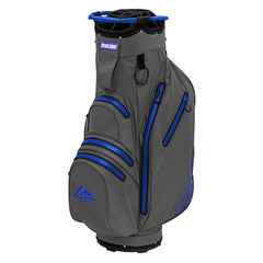 Longridge Golf Elements Waterproof Cart Bag (Grey/Blue) - showing the bag`s multiple zipped pockets