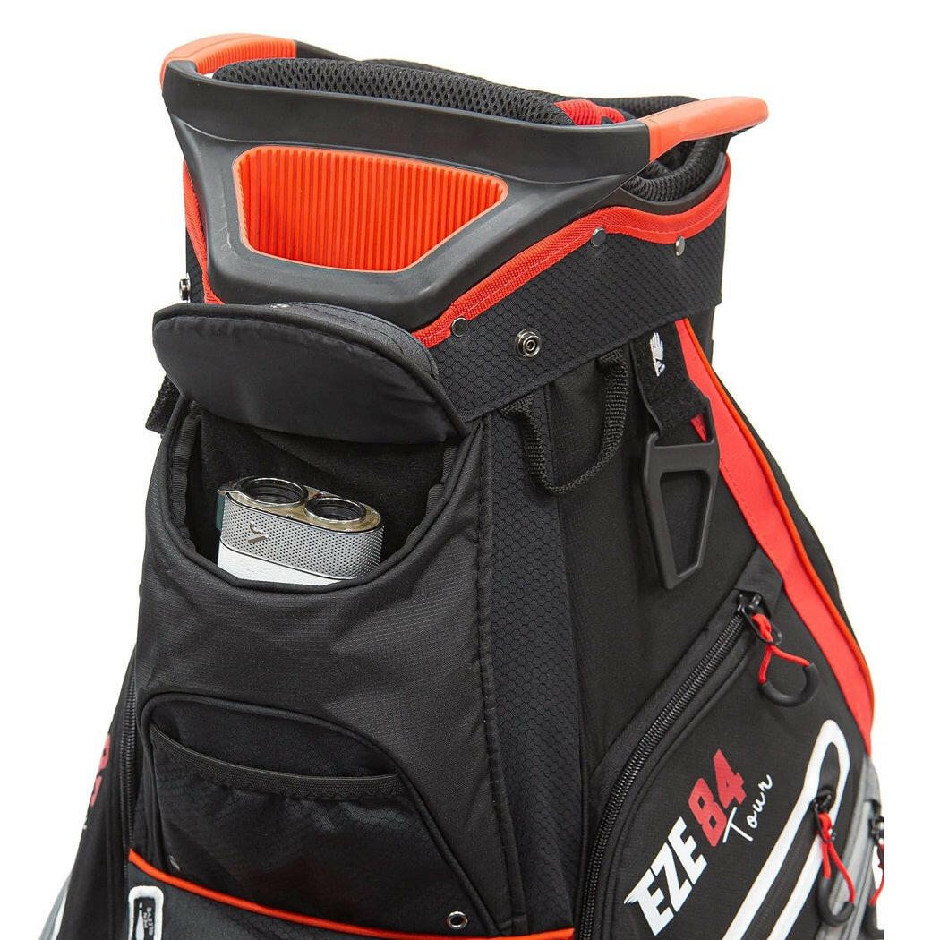 Ezeglide Eze84 Tour Cart Bag (Grey/Red) - showing the bag`s valuables pocket which has a magnetic closure