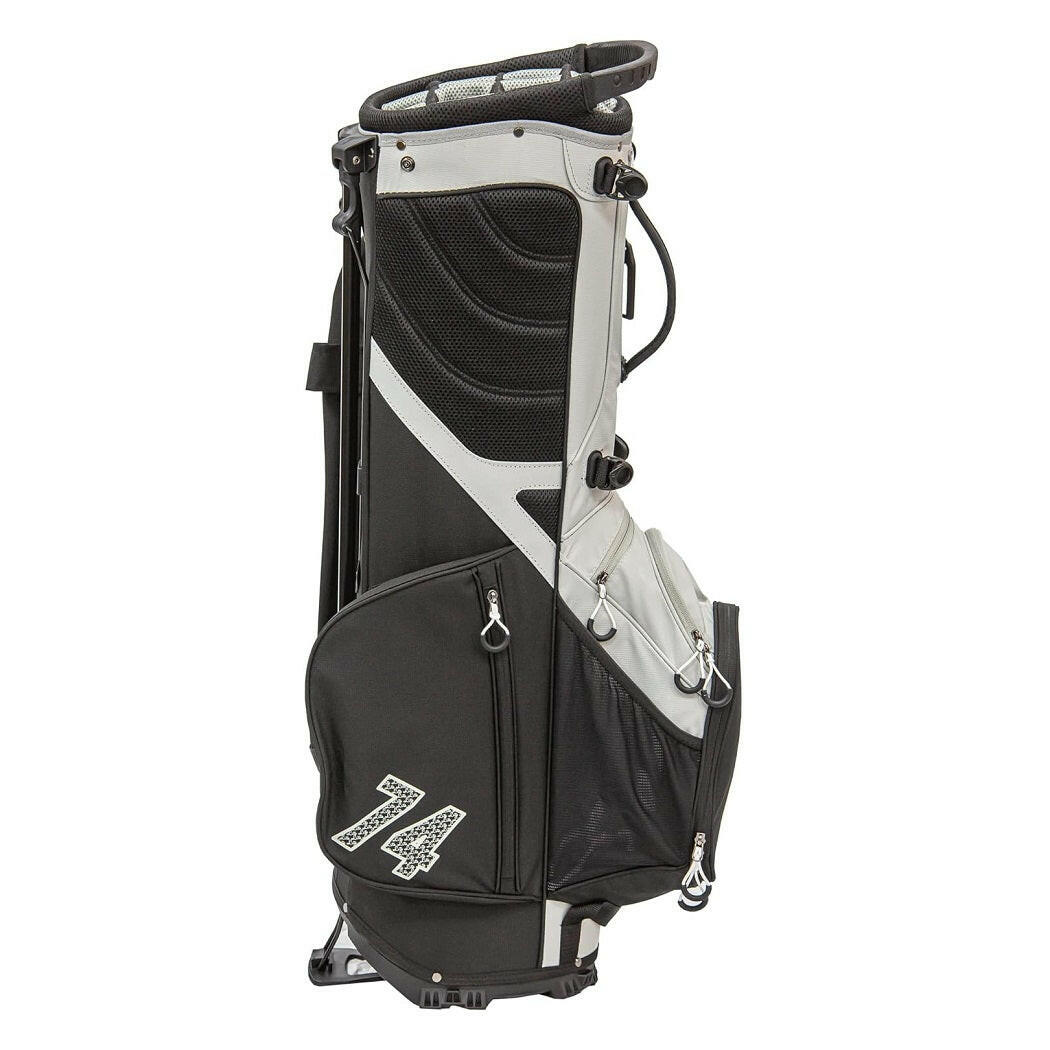 Ezeglide Eze 74 Lite Hybrid Stand/Cart Bag (Grey/Black) - side view, showing the bag`s multiple zipped pockets