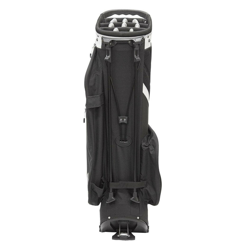 Ezeglide Eze 74 Lite Hybrid Stand/Cart Bag (Grey/Black) - rear view, showing the bag`s support legs neatly stowed away