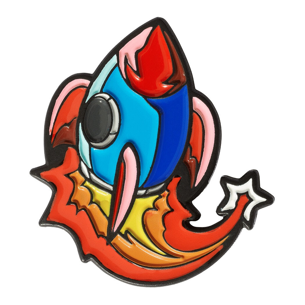 Luna Links Novelty Metal & Enamel Golf Ball Marker - Rocket Spaceship