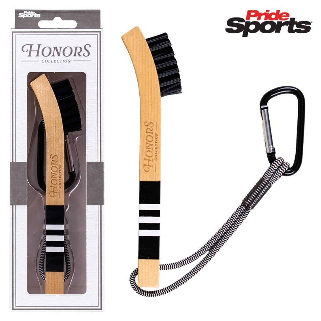 Pride Sports Honors Collection Wooden Golf Brush - Black/White - with logo
