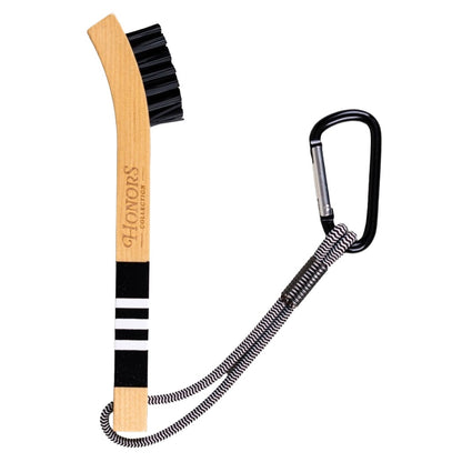 Pride Sports Honors Collection Wooden Golf Brush - Black/White - with carabiner