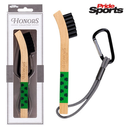 Pride Sports Honors Collection Wooden Golf Brush - Shamrock - with logo