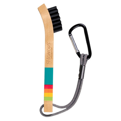 Pride Sports Honors Collection Wooden Golf Brush - Sunrise Gradient - with carabiner