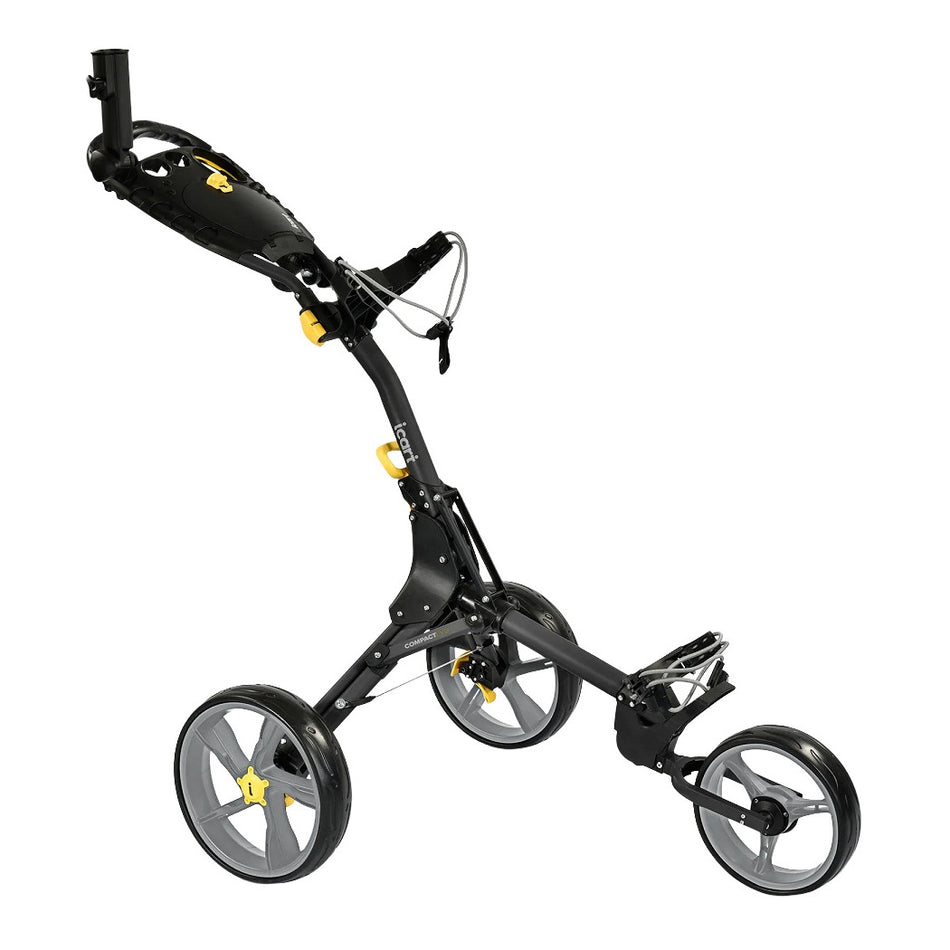 iCart Compact Evo 3-wheel push trolley in black/grey, unfolded