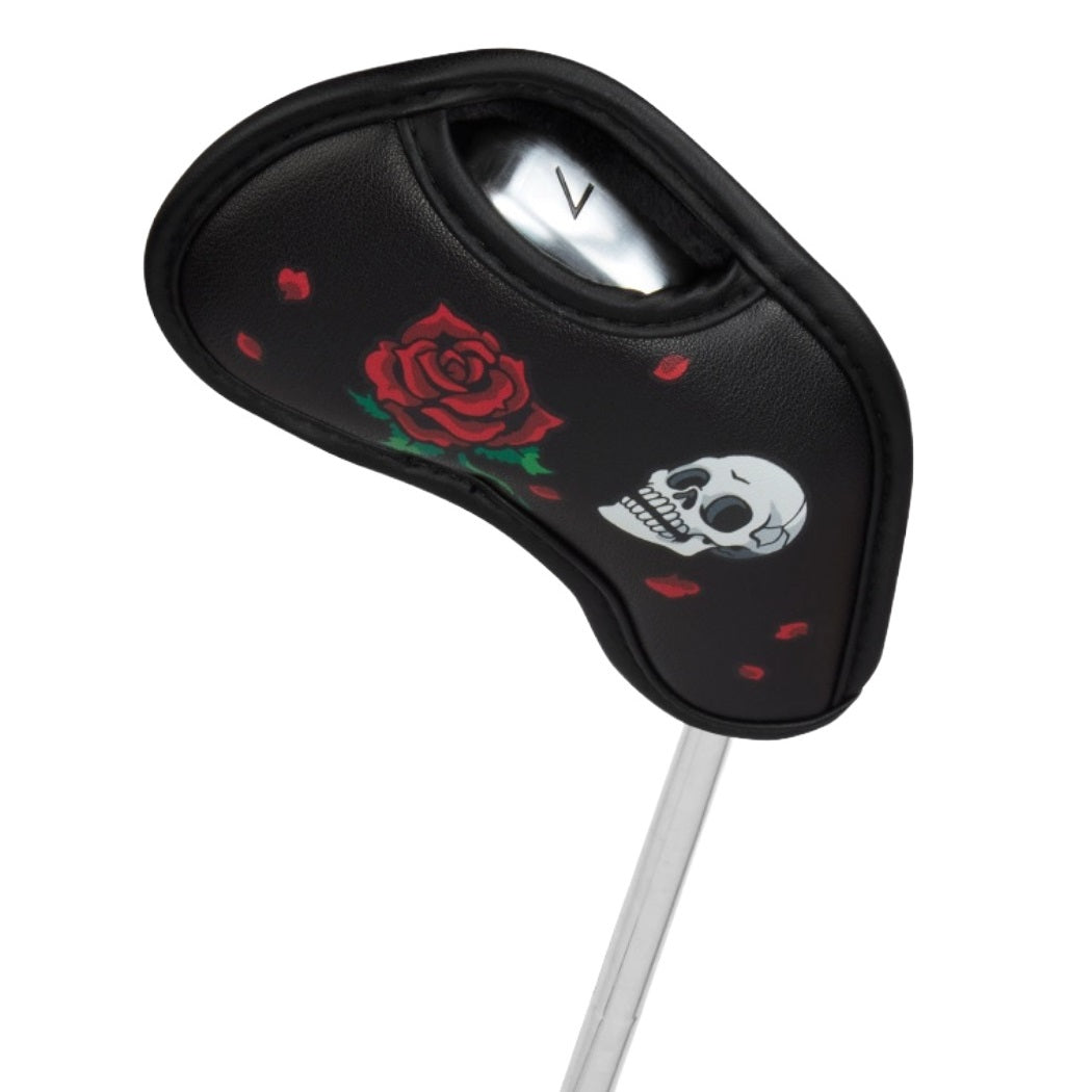 Luna Links Iron Headcover – Skull & Rose - with golf club