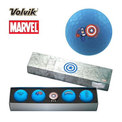 Volvik Vivid Marvel Captain America Golf Ball Gift Set - Pack of 4 Boxed