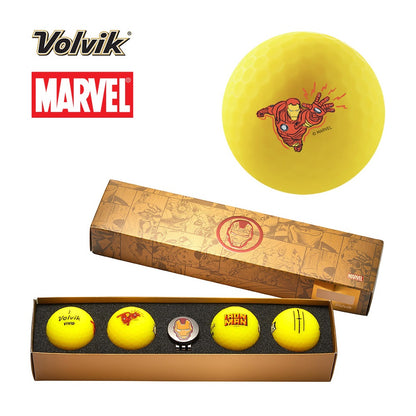 Volvik Vivid Marvel Iron Man Golf Ball Gift Set - Pack of 4 Boxed
