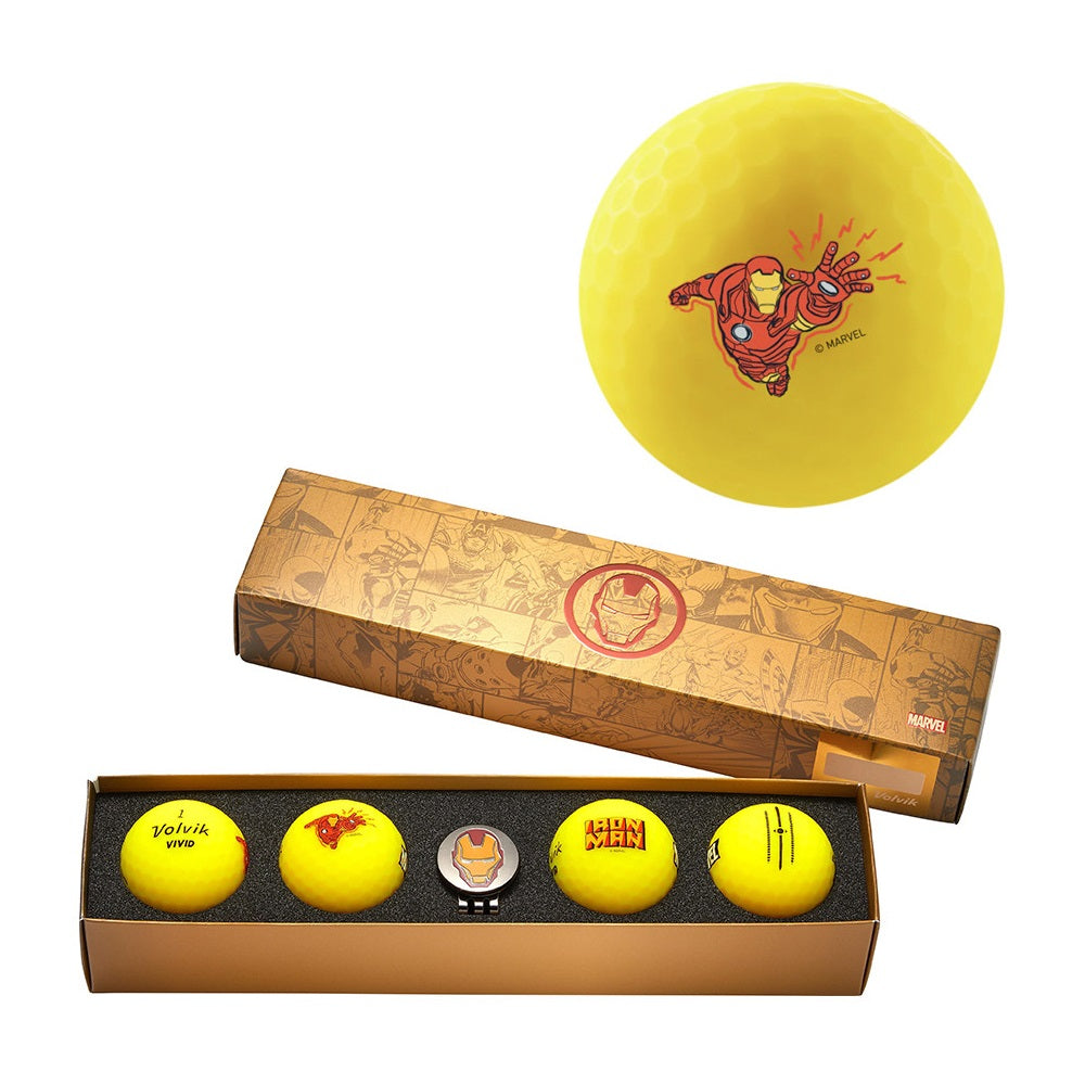 Volvik Vivid Marvel Iron Man Golf Ball Gift Set