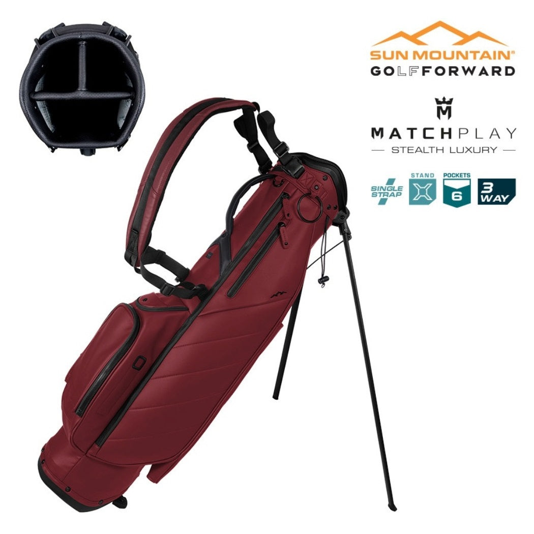 Sun Mountain Matchplay Swift Sunday Golf Stand Bag - Merlot - wtih 3-way divider top