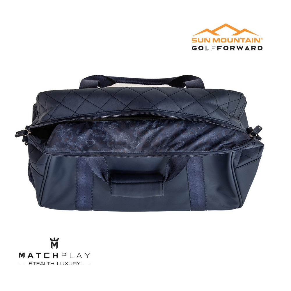Sun Mountain Matchplay Lockeroom Duffel Bag - Navy - double-ended zip and paisley lining