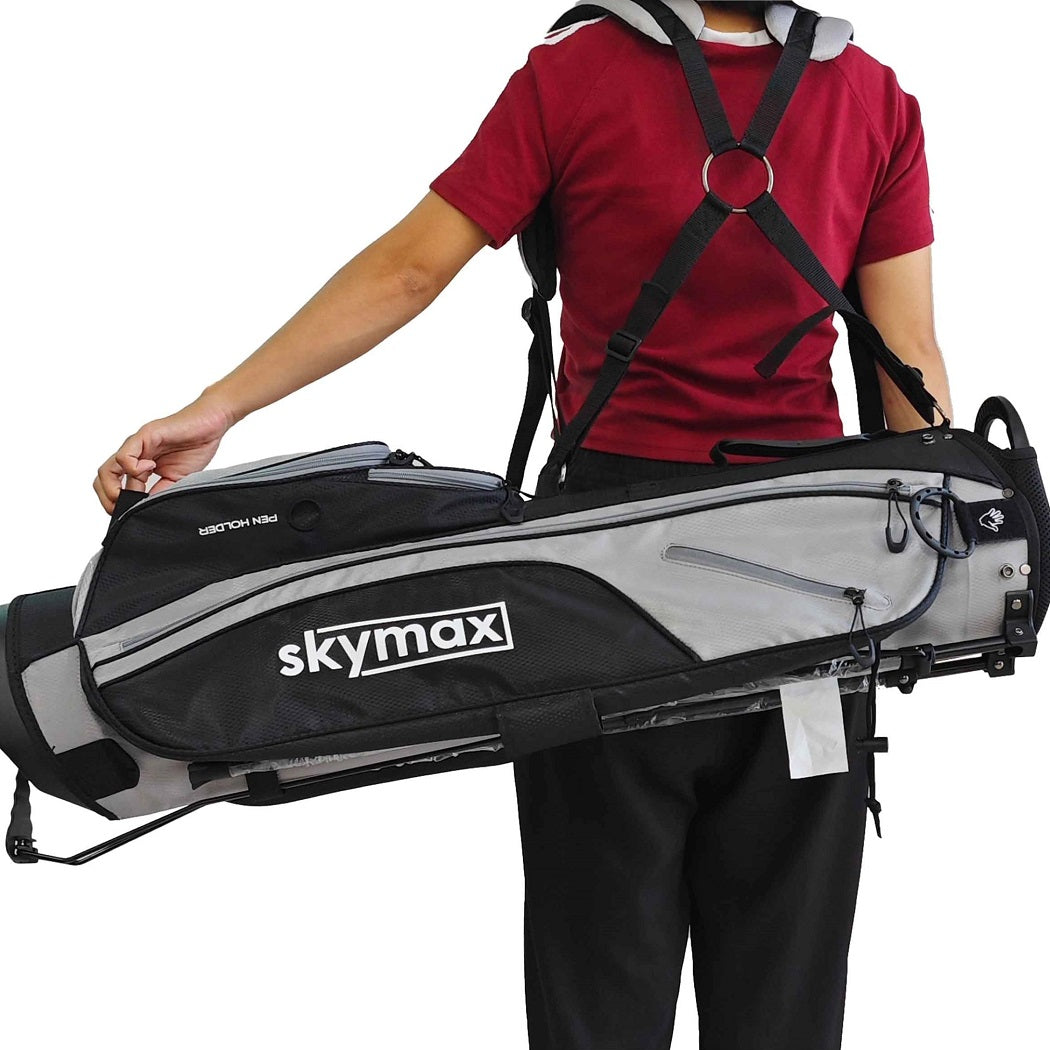 Skymax MINI Stand Bag - Black Grey - showing the bag`s carrying strap