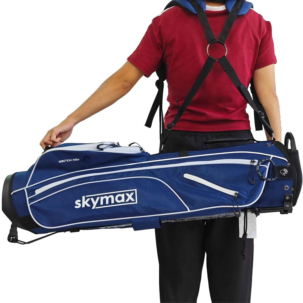 Skymax MINI Stand Bag - Navy - showing the bag`s carrying strap