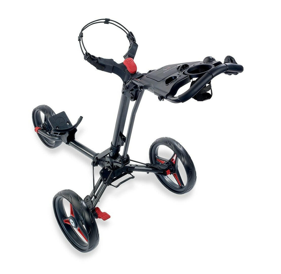 Motocaddy P1 3 wheel push golf trolley in red