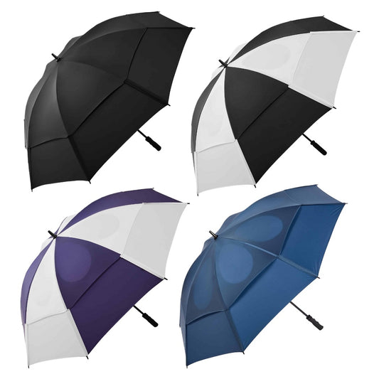 Hurricane Golf Umbrella 62 Inch Double Canopy Vented - mixed colours
