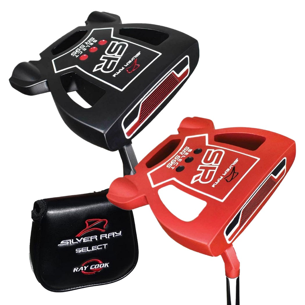 Ray Cook Silver Ray SR595 Putter 35" - Black or Red - showing both colours and the included headcover