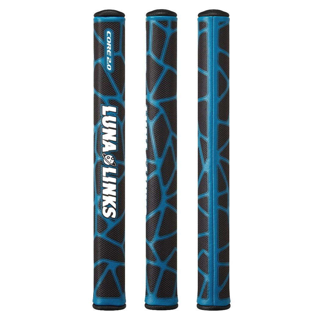Luna Links Core 2.0 Golf Putter Grip - Black / Blue - all views