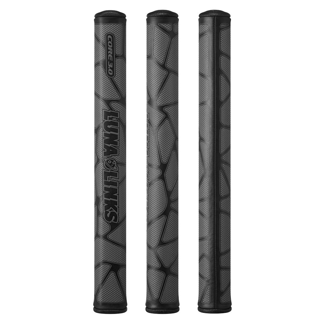 Luna Links Core 3.0 Golf Putter Grip - Black / Black - all views