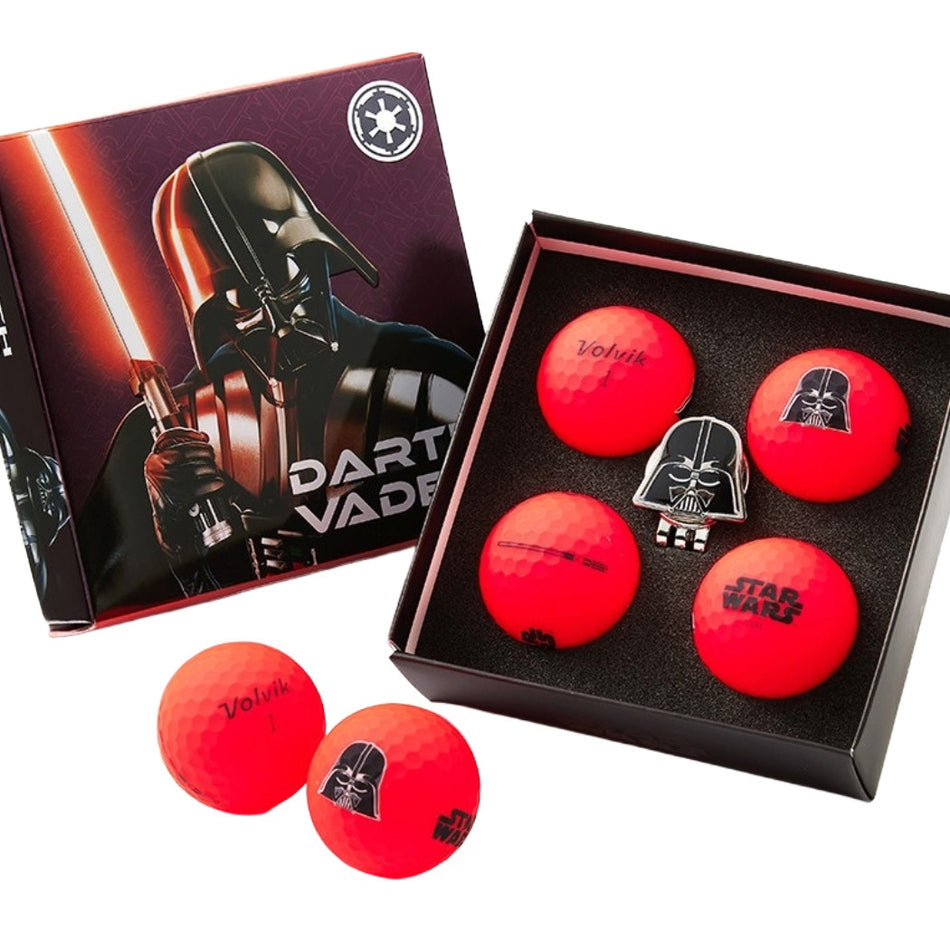 Volvik VIVID SOFT Star Wars Golf Balls 4 Pack & Marker Gift Pack - Darth Vader / Luke Skywalker / Storm Trooper / Yoda