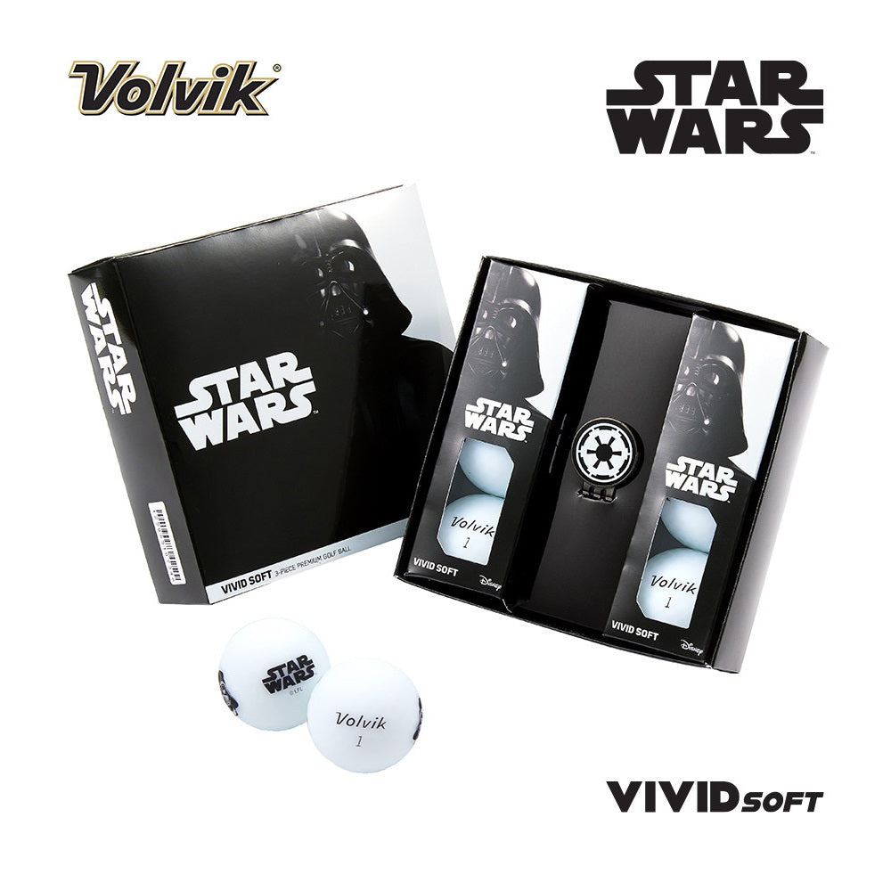 Volvik Star Wars golf balls in packaging with visible branding on a white background